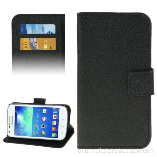 Litchi Texture Flip Wallet Leather Cover Case for Samsung Galaxy Core Plus